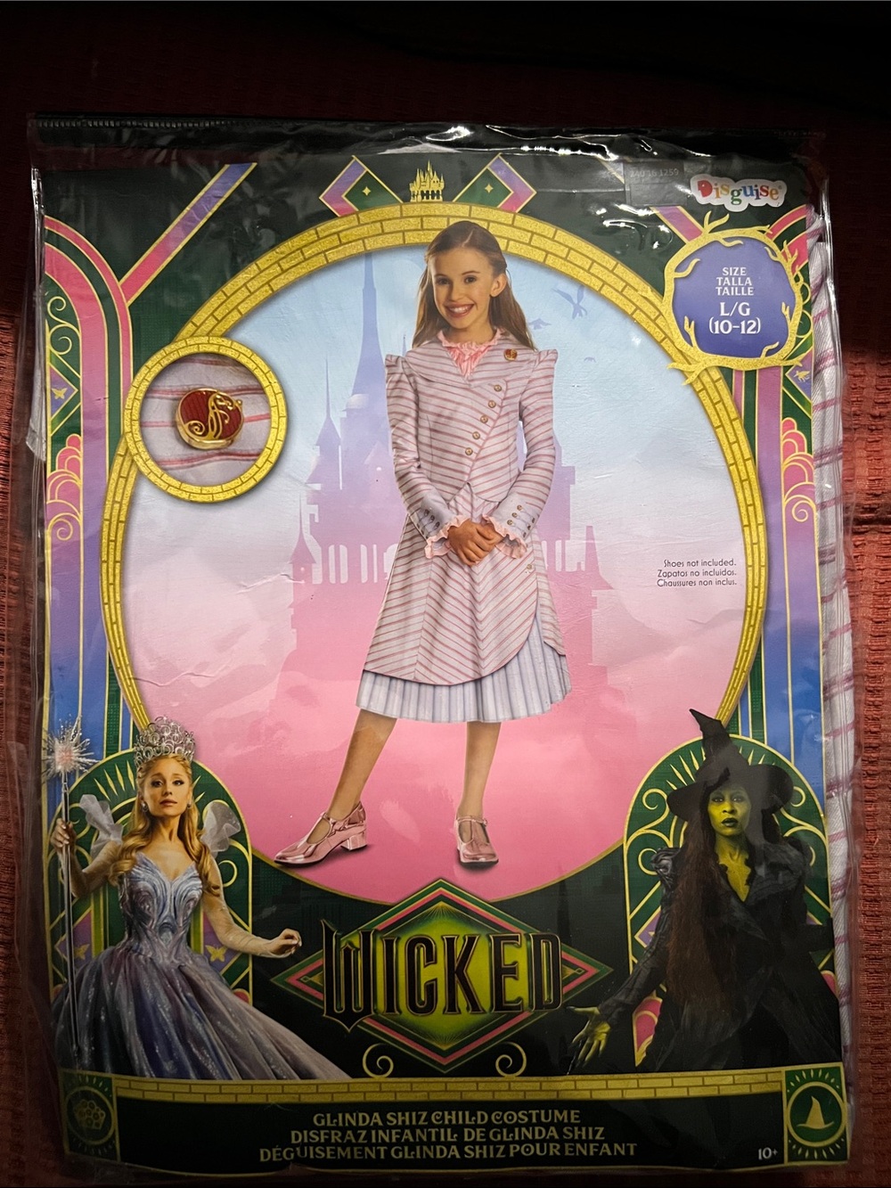 Wicked the Musical Girls Glinda Shiz Classic Costume Dress 10-12 NEW